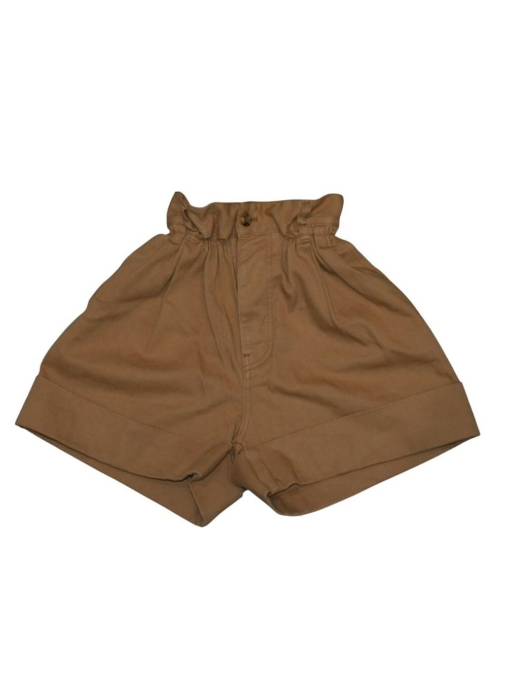 Miu Miu Cotton Twill Loose Shorts Beige Roll Up Frill Design